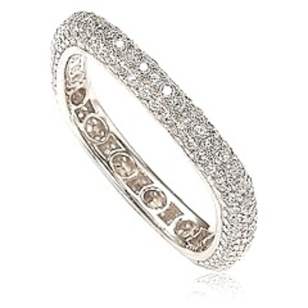 Suzy Levian Sterling Silver Cz Stackable Square Eternity Band - Size 9 150$